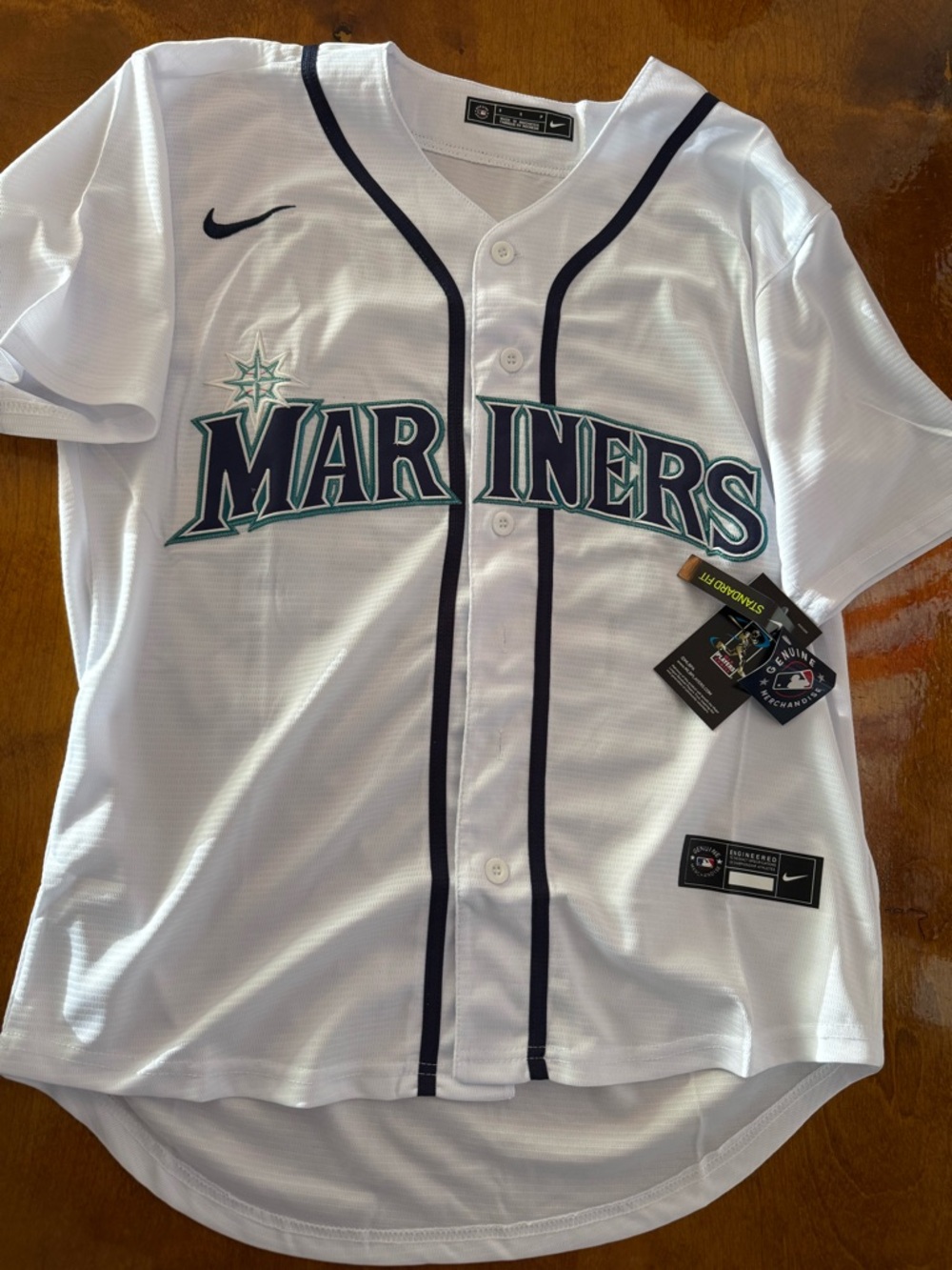 Ken Griffey Jr Seattle Mariners White Home Jersey size Medium (mislabeled as Sm)
